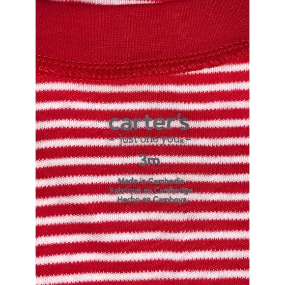 Carters Baby Red & White Striped Santa One-Piece Footed Pajamas Christmas Outfit - Picture 6 of 8